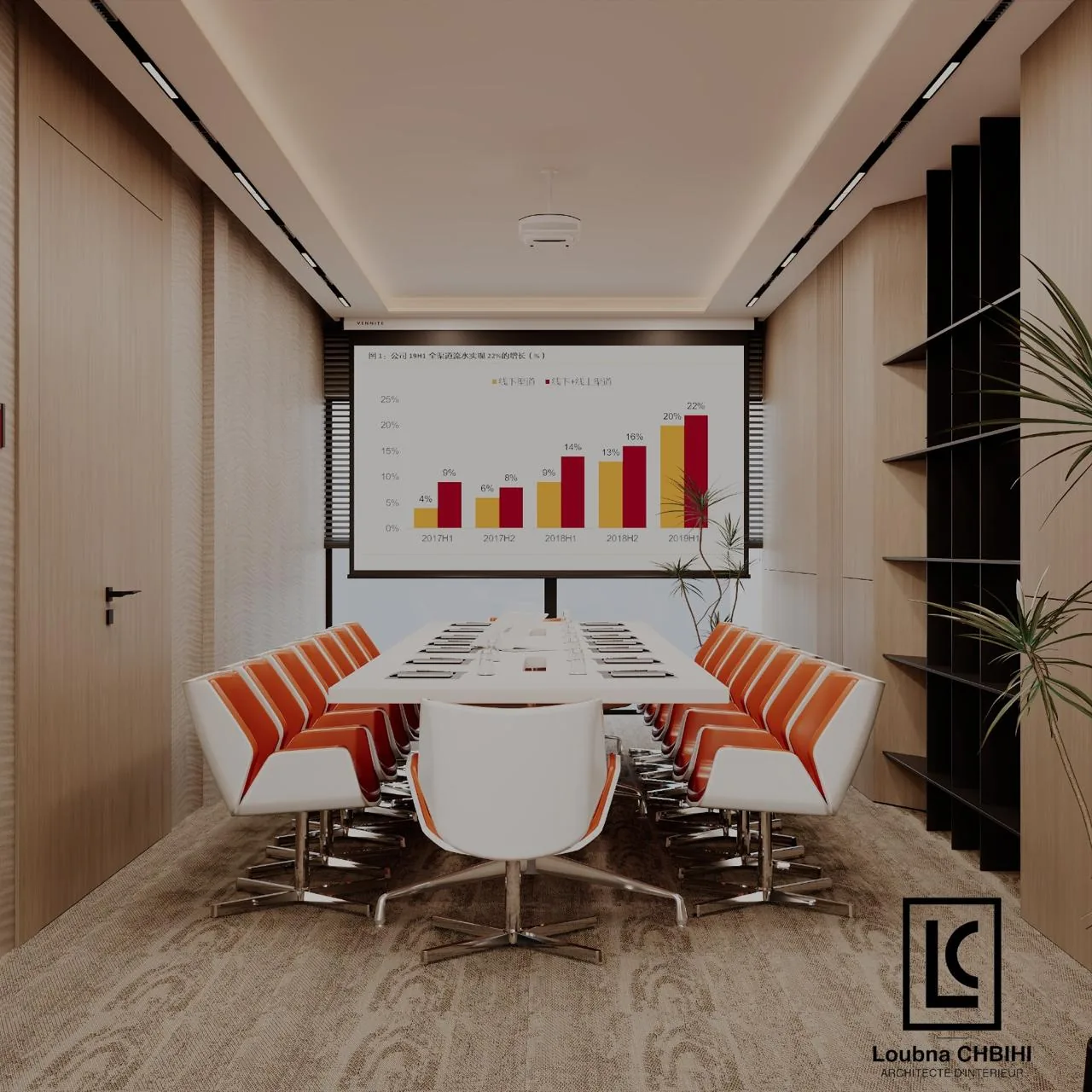 Espace bureau de prestige — architecture d'intérieur professionnelle par Loubna CHBIHI